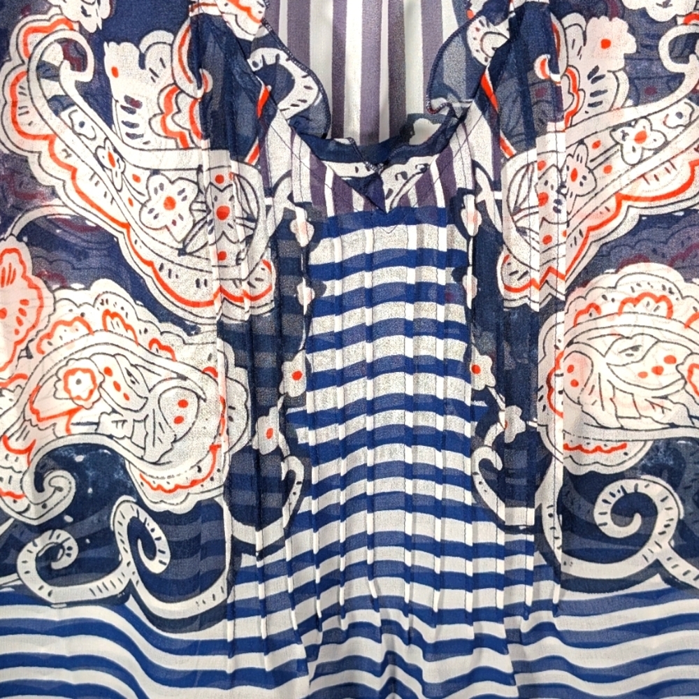 CAbi Paisley and Stripe Blouse S - Picture 2 of 4